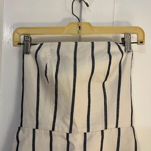 C/meo collective structured linen Striped Strapless Dress